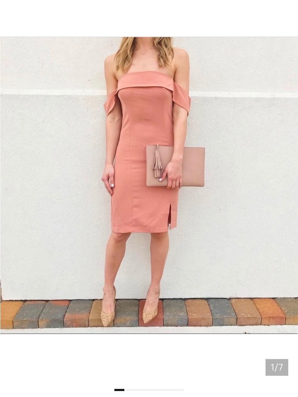 Line & Dot Dusty Rose One-Shoulder Sheath Dress